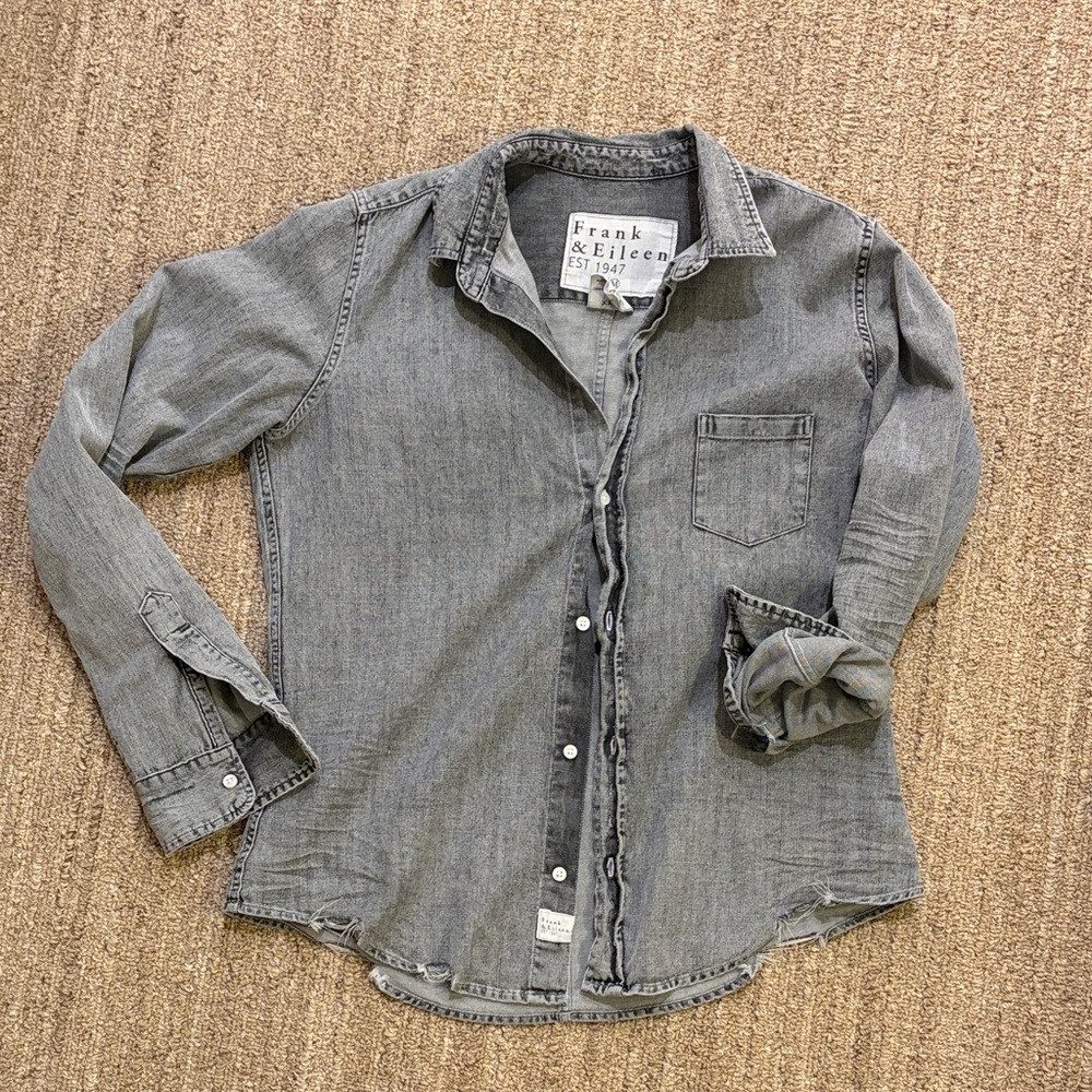 Frank & Eileen Charcoal Distressed Denim Button-Up Barry Shirt